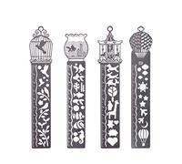 FunRun Pack of 4 Hollow Metal Bookmark, Drawing Templates Ruler School Office Supply Art Kids Gift Student Stationery DIY Photo Album Diary Accessories