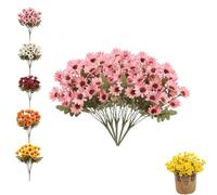 Funsdecor Mums,Artificial Outdoor Sunset Mums Flowers - Uv Resistant,Waterproof, Windproof, No Fade Or Wilt, Look Real, Full, Vibrant (Pink)