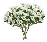 Funsdecor Mums, Artificial Sunset Mums, 5 Bundle Artificial Outdoor Sunset Mums Flowers - UV Resistant, Waterproof, Windproof, Fake Fall Flower Daisy With Eucalyptus, Look Real, Full, Vibrant