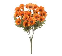 Funsdecor Mums,Artificial Sunset Mums,Artificial Outdoor Sunset Mum Flowers- Waterproof, Windproof, Never Faded, Look Real, Full, Vibrant for Indoor Outdoor Planters (Autumn orange,5 Bundle)