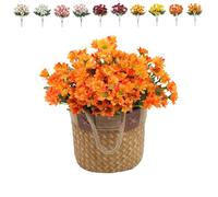 Funsdecor Mums, Artificial Sunset Mums Flowers Outdoor, Fake Fall Daisy, Waterproof Windproof Decor, Vibrant, Full Bloom Faux Outdoor Plants for All Seasons(Orange,15pcs)