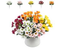 Funsdecor Mums, Artificial Sunset Mums Flowers Outdoor, Fake Fall Daisy, Waterproof Windproof Decor, Vibrant, Full Bloom Faux Outdoor Plants for All Seasons(Mix1,20pcs)
