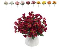 Funsdecor Mums, Artificial Sunset Mums Flowers Outdoor, Fake Fall Daisy, Waterproof Windproof Decor, Vibrant, Full Bloom Faux Outdoor Plants for All Seasons(Red,20pcs)