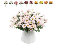 Funsdecor Mums, Artificial Sunset Mums Flowers Outdoor, Fake Fall Daisy, Waterproof Windproof Decor, Vibrant, Full Bloom Faux Outdoor Plants for All Seasons(Pink,5pcs)