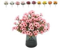 Funsdecor Mums, Artificial Sunset Mums Flowers Outdoor, Fake Fall Daisy, Waterproof Windproof Decor, Vibrant, Full Bloom Faux Outdoor Plants for All Seasons(Pink1,10pcs)