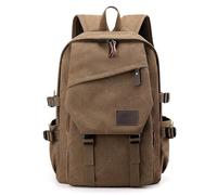 FUNSEED Backpack for Men, Large Capacity Multi-Pocket Waterproof Canvas Shoulder Backpack for Travel, Coffee, L, Vintage