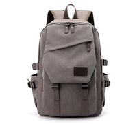 FUNSEED Backpack for Men, Large Capacity Multi-Pocket Waterproof Canvas Shoulder Backpack for Travel, Grey, L, Vintage