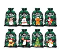 FUNSEED Christmas Plaid Gift Bags 3.94x5.91 Inch, Small Red Green Check Paper Bags, Holiday Party Favors, Xmas Retail Packaging Supplies (Green (With pattern))