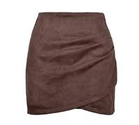 FUNSEED Women's High Waist Stretch Suede Skirt - Premium Quality, coffee, M