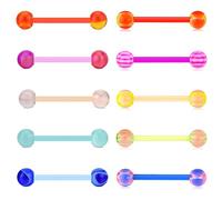Funseedrr 10pcs Plastic Tongue Nipple Bars Set Flexible Acrylic 14G 16mm Straight Barbells Nipple Rings Tongue Piercing