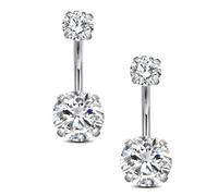 Funseedrr 14G Belly Button Bars 12mm Stainless Steel Belly Button Ring Navel Piercing Set 2Pcs Belly Button Piercing Jewelry for Women Men