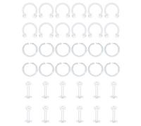 Funseedrr 36pcs Clear Lip Labret Rings Studs Retainer 16G 6mm 8mm Acrylic Bioflex Nose Tragus Helix Cartilage Daith Piercing Hoops Bars
