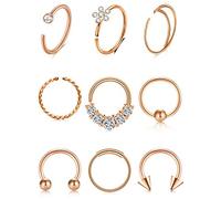 Funseedrr Surgical Steel Nose Studs Rings 20G 8mm Nose Screw Bars Pin Septum Thin Hoop Bone L Shaped Set Nose Piercing Jewellery