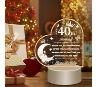 Funshot 40th Birthday Gifts -Personalized Acrylic Night Light,Funny 40th Birthday Decorations,40 Year Old Birthday Gifts for Mum,Dad, Wife,Sister,Friend Happy 40th Birthday Night Lamp.