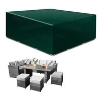 Funshot Cube Garden Furniture - Waterproof, 300x300x90cm Outdoor Patio Rattan Cube Set, Square Table Cover, Windproof, Anti-UV for Chair and Table Rattan Sofa, Green