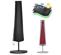 Funshot Garden Parasol Cover 170x25x35cm, Patio Umbrella Covers 420D Oxford Fabric Waterproof with Heavy-duty Zip and Adjustable Drawstring Cord at Bottom, Black