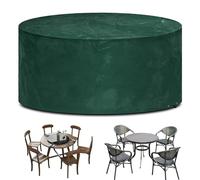 Funshot Round Garden Furniture Covers Waterproof Circular Garden Table Cover Outdoor Round Patio Set Cover, Windproof, Anti-UV,Green,Ø230x90cm