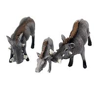FUNSHOWCASE African Jungle Wild Animals Toy Warthogs Figure Realistic Plastic Figurine Gifts for Kids, Cake Topper, Playset Lot 3-piece