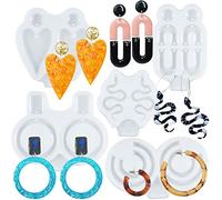 FUNSHOWCASE Dangle Earring Epoxy Resin Silicone Moulds Snake Heart Oval Ring C Shaped, Jewellery Casting Supplies 5-in-set 0.5-2inch