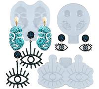 FUNSHOWCASE Evil Eye and Abstract Lady Face Earring Epoxy Resin Silicone Moulds with Hanging Holes, Jewellery Casting Supplies 3-Bundle