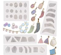 FUNSHOWCASE Geode Epoxy Resin Silicone Molds Set Jewelry Making Kits for Necklace Pendant Earrings Bracelet Charms 33 Shapes 0.35-1.65inch