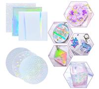 FUNSHOWCASE Holographic Resin Mould Holo Inlay Silicone Mats Jewelry Making Supplies Pack of 6#4702-4707