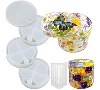 FUNSHOWCASE Rotatable Storage Box Epoxy Resin Silicone Moulds Set 3-Layer Organizer with Lid and Bearings, Jewellery Casting Supplies Pack of 14-count