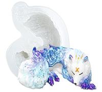 FUNSHOWCASE Sleeping Wolf Silicone Mould Epoxy Resin Casting Concrete Polymer Clay, Soap, Candle, Jewellery Making, Sugarcraft Cake Decoration