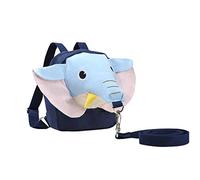 Funsland Baby Walking Harness Backpack: 3 in 1 Adjustable Elephant Toddler Safety Reins & Bag,Anti Lost Wrist Link Leash with Key & Lock,for 1-5 Years Old Kids Trips and Travel Outside(Blue)
