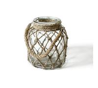 Funsoba Rustic Hanging Mason Nautical Jar Creative Rope Net Dry Flower Glass Vase with Handle 6.5 Inch