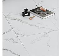 FunStick 30x30cm 15 Packs White Vinyl Floor Tiles Self Adhesive Floor Tile Bathroom Kitchen Marble Effect Vinyl Flooring White Peel and Stick Tiles Kitchen Marble Flooring Sticky Tile