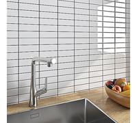 FunStick 30x30CM 15 Pcs White Tile Stickers Peel and Stick Backsplash Tiles Kitchen 3D Wall Tiles Self Adhesive Bathroom Laundry Room White Stick on Tile Self Adhesive Backsplash Sticky Back Plastic