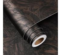 FunStick 40CMx6M Concrete Wallpaper Black and Gold Peel and Stick Wallpapers for Bedroom Kitchen Sticky Back Wallpaper for Walls Black Vinyl Wrap for Furniture Concrete Effect Sticky Back Plastic