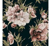 FunStick 44.5CM×9M Dark Pink Floral Peel and Stick Wallpaper for Kitchen Wardrobe Bohemian Peony Dark Flower Wallpaper Floral Sticky Back Plastic Patterned for Walls Shelves Black Furniture Vinyl Wrap