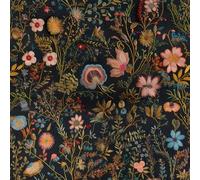 FunStick 44.5CM×9M Peel and Stick Wallpaper Black Floral Retro Faux Embroidery Black Sticky Back Plastic for Furniture Dark Botanical Floral Wallpaper Vintage Vinyl Wrap for Walls Bathroom Bedroom