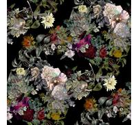 FunStick 44.5CM×9M Wildflower Self Adhesive Wallpaper Black Pattern Sticky Vinyl Wrap for Furniture Leaves Green Sticky Back Plastic for Walls Shelves Bedroom Black Pink Vinyl Cupboard Wrap Floral