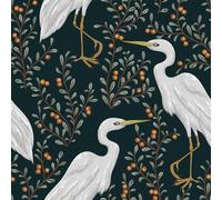 FunStick 44.5CMx9M Dark Green Leaf Wallpaper Peel and Stick Bathroom Wallpaper Stick on Walls Removable Water Bird and Leaf Pattern Vinyl Wrap for Furniture Tree Fruit Dark Green Sticky Back Plastic