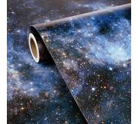 FunStick 44.5CMx9M Galaxy Self Adhesive Wallpaper Navy Blue Space Galaxy Stars Planets Wallpaper Kids Bedroom Ceiling Black Blue Vinyl Wrap for Furniture Cupboards Sticky Back Plastic Mystical Stars