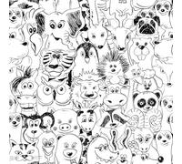 FunStick 44.5CMx9M Peel and Stick Black and White Wallpaper Animals Patterned Waterproof Kids Wallpaper for Bedroom Bathroom Cupboard Vinyl Wrap Black and White Sticky Back Plastic for Walls Furniture