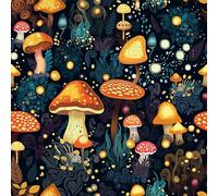 FunStick 44.5CMx9M Peel and Stick Wallpaper Blue and Green Botanical Orange Glowing Mushroom Self Adhesive Wallpaper Bathroom Woodland Forest Cupboard Vinyl Wrap Blue Green Sticky Back Plastic Bedroom