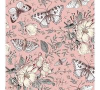 FunStick 44.5CMx9M Pink Floral Wallpaper for Bedroom Pink Sticky Back Plastic for Shelves Removable Botanical Butterfly Kids Pink Flower Wallpaper for Living Room Kitchen Vinyl Wrap Pink Daisy Floral