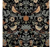 FunStick 44.5CMx9M Self Adhesive Wallpaper Black Floral Stick on Wallpaper for Kitchen Bathroom Tropical Black Floral Bird Wallpaper for Walls Sticky Back Plastic for Kitchen Cupboards Drawers