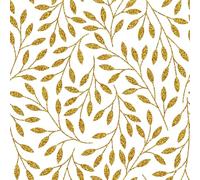 FunStick 44.5CMx9M White Gold Leaf Self Adhesive Wallpaper Golden Tree Branches Peel and Stick Wallpaper Bathroom Bedroom Sticky Back Plastic for Furniture White and Gold Vinyl Wrap Leaves Branches
