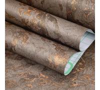 FunStick 60CMx5M Self Adhesive Marble Wallpaper Thick Lava Stone Gold Brown Vinyl Wrap for Kitchen Cupboards Matte Marble Peel and Stick Wall Paper Brown Sticky Back Plastic Kitchen Worktop Table Desk