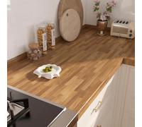 FunStick 60CMx5M Wood Panel Peel and Stick Wallpaper for Kitchen Cupboards Worktops Butcher Block Wood Sticky Back Plastic for Tables Desks Furniture Vinyl Wrap Brown Wooden Panel Effect Wallpaper
