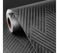 FunStick Black Geometric Wallpaper Modern Peel and Stick Textured Wallpaper for Bedroom Bathroom Self Adhesive Kitchen Cupboard Vinyl Covering Black Sticky Back Plastic Geometric Pattern 30CMx5M