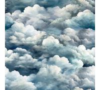 FunStick Cloud Wallpaper Mural Peel and Stick Dark Blue Storm Clouds Patterned Vinyl Wrap Kids Bedroom Dark Sea of Clouds Wallpaper Self Adhesive for Walls Bathroom Sticky Back Plastic Blue 44.5CM×3M