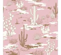 FunStick Desert Cactus Pink Wallpaper Self Adhesive Vinyl Wrap for Furniture Patterned White Cactus Floral Leaf Wallpaper Kitchen Living Room Waterproof Pink Sticky Back Plastic Botanical 44.5CMx3M