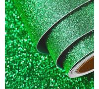 FunStick Irish Green Glitter Wallpaper Peel and Stick for Bedroom Kids Removable Green Glitter Contact Paper Self Adhesive Fabric Glitter Wallpaper Decorative for Walls Cabinets Drawers 15.8"x78.8"