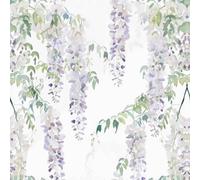 FunStick Light Purple Flower Self Adhesive Wallpaper Romantic Wisteria Falls Flowers Mural Wallpaper for Living Room Bedroom Waterproof White and Purple Flower Vinyl Wrap for Furniture Walls 44.5CM×3M